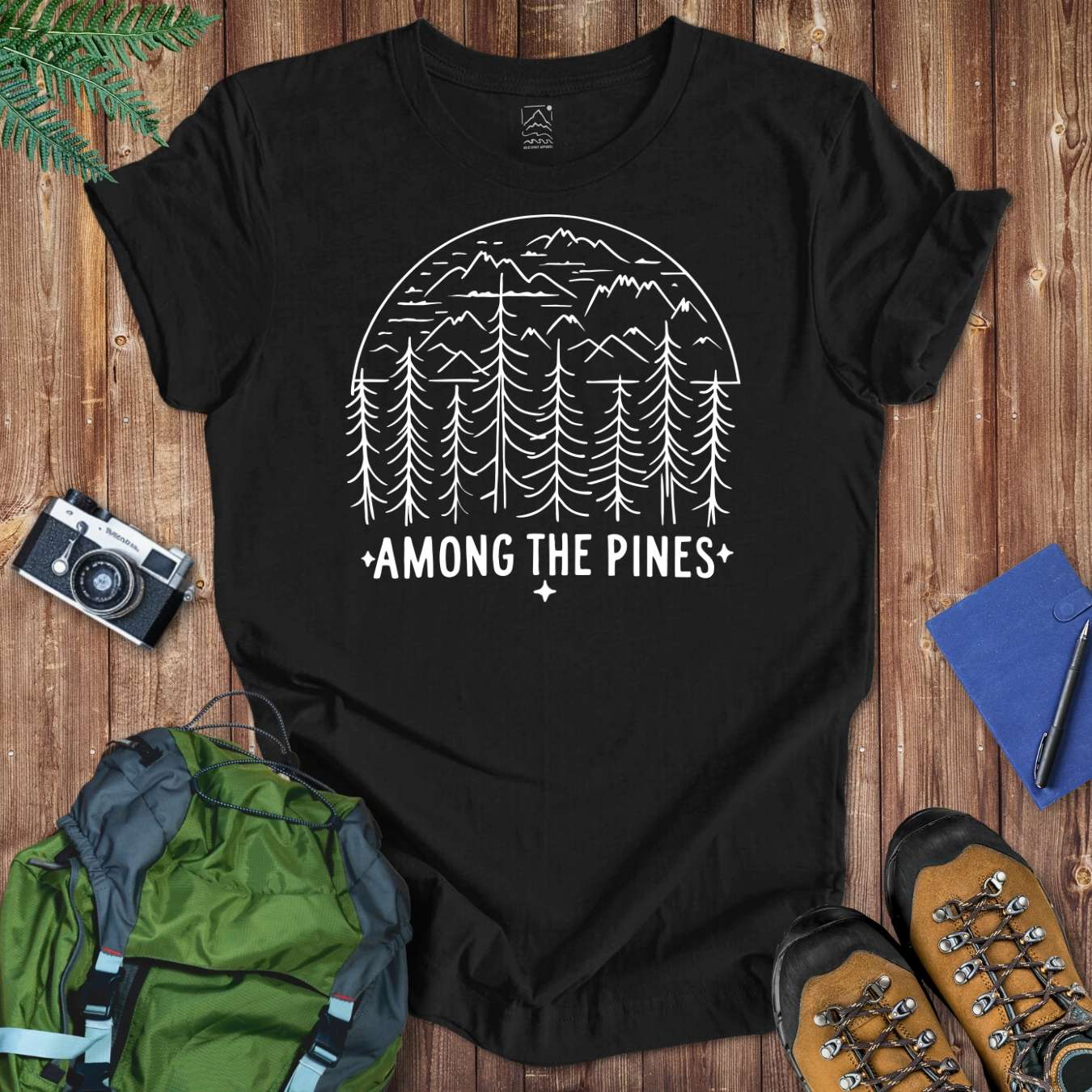 Among The Pines Lineart Tee T-Shirt Black / S