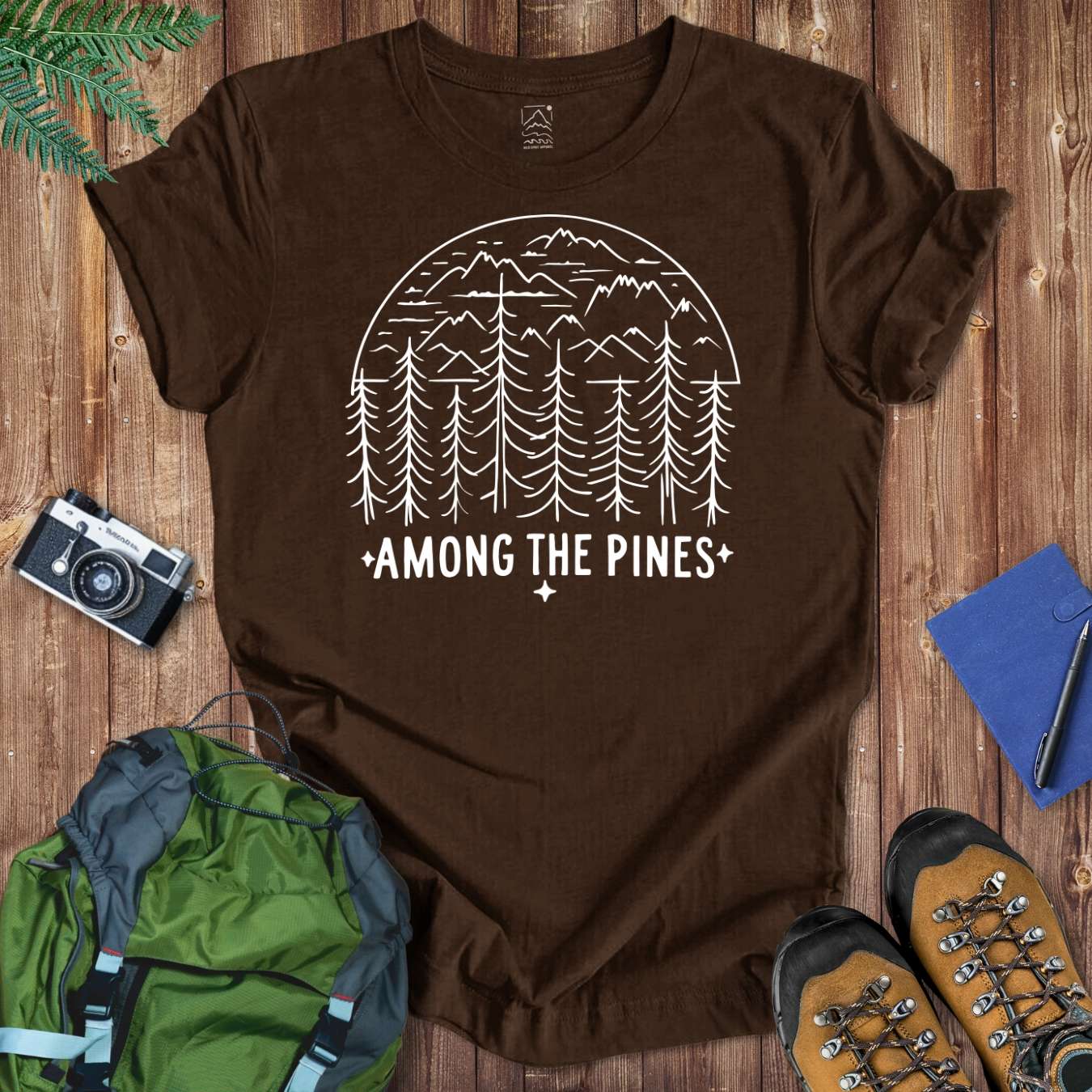 Among The Pines Lineart Tee T-Shirt Brown / S