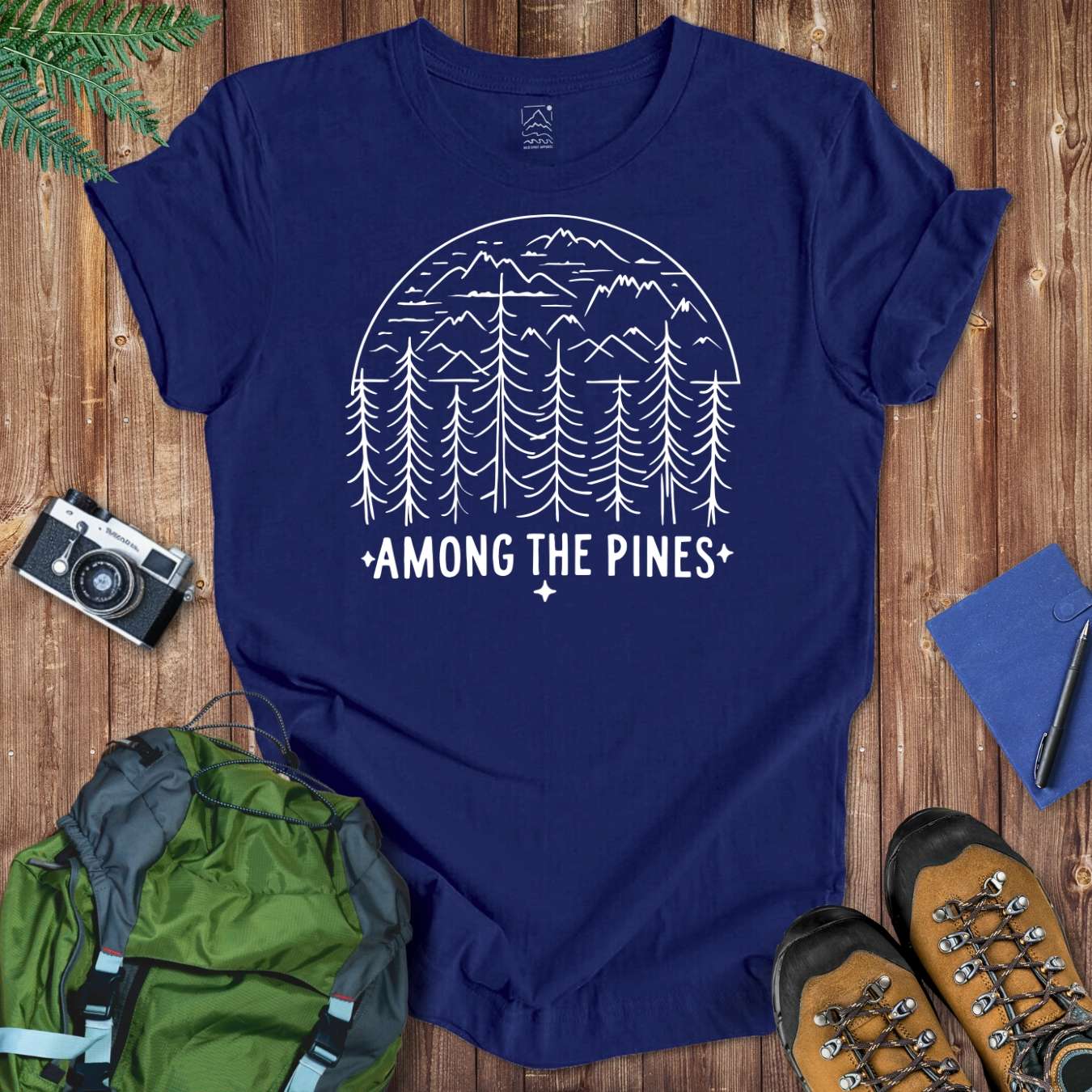 Among The Pines Lineart Tee T-Shirt Navy / S