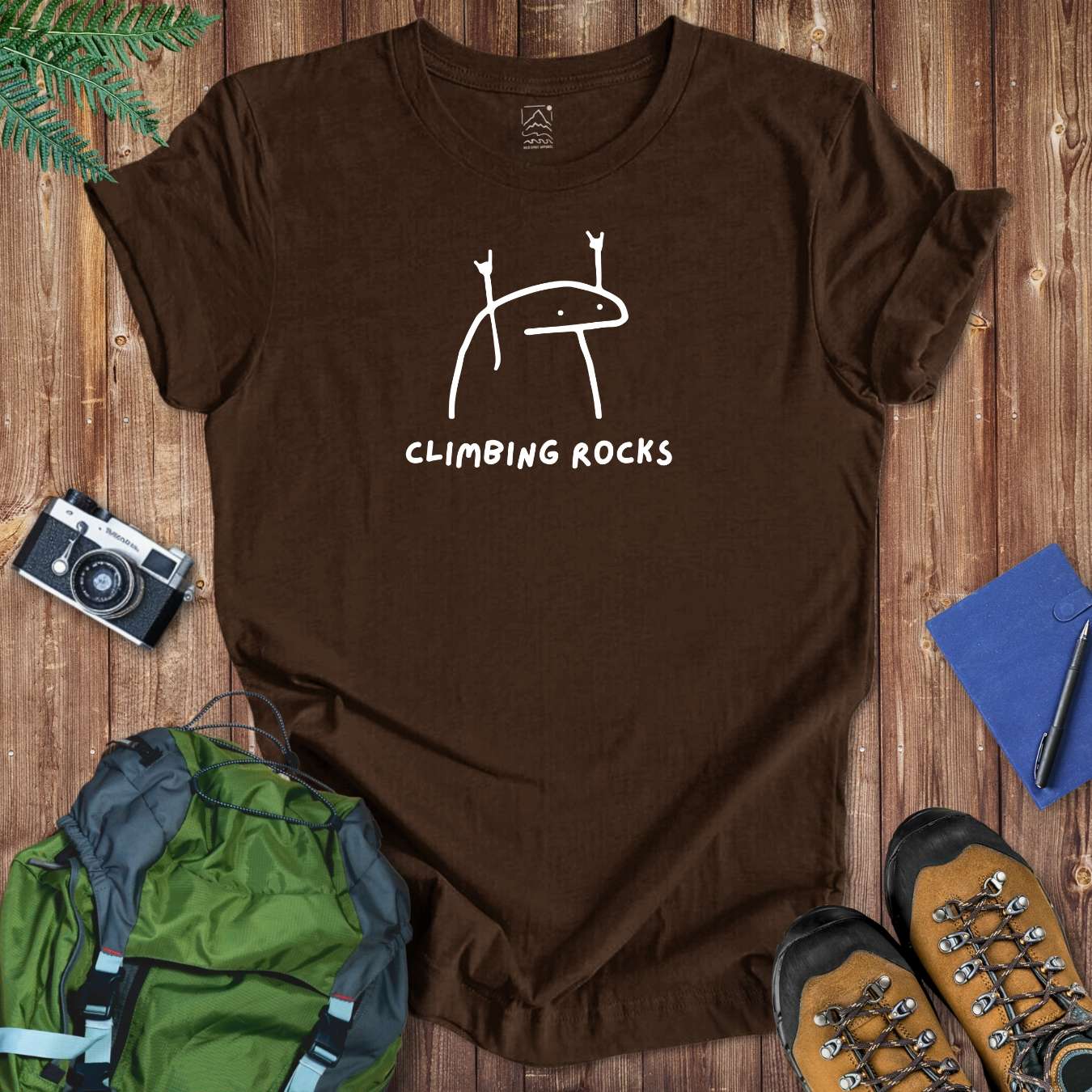 Climbing Rocks Tee T-Shirt Brown / S