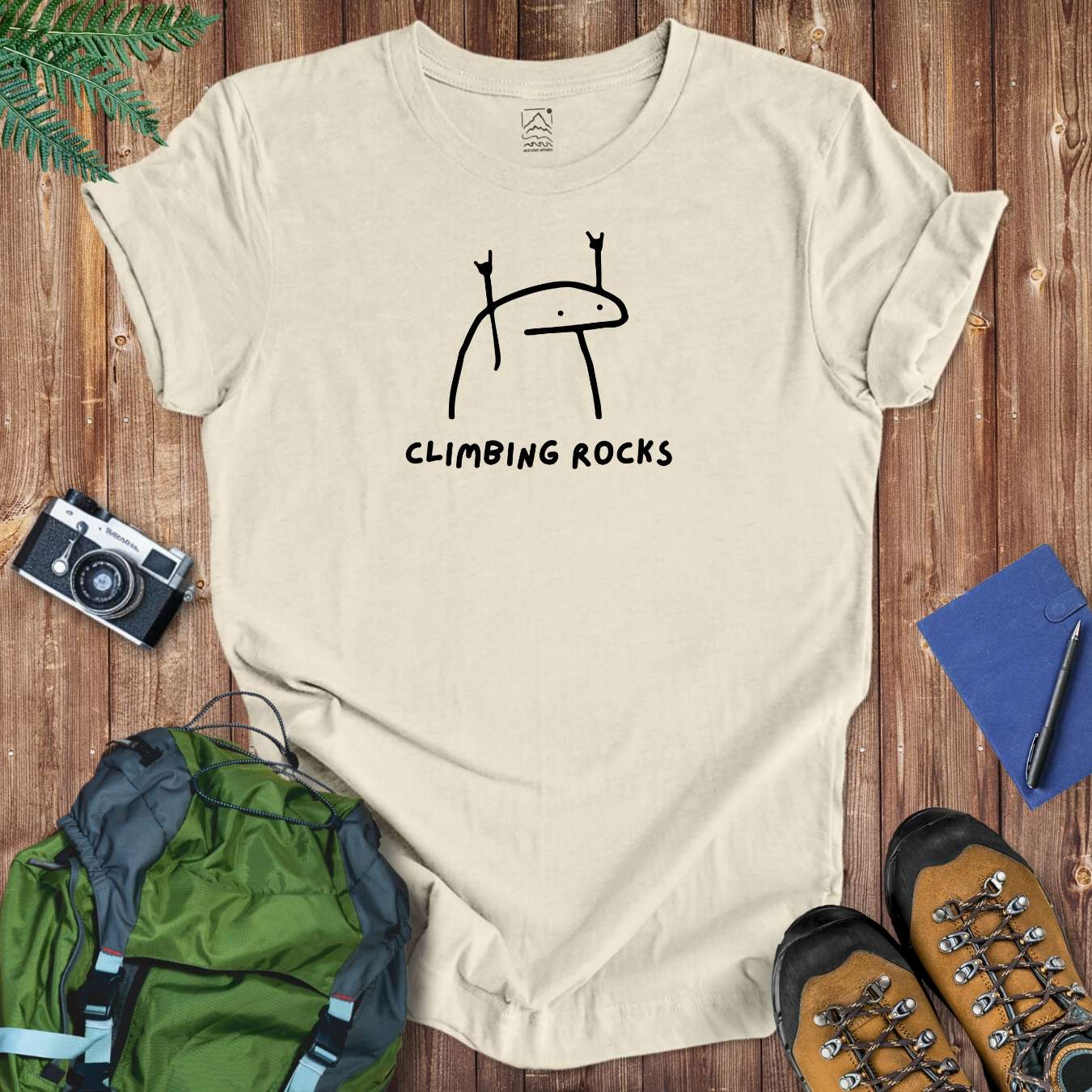 Climbing Rocks Tee T-Shirt Natural / S