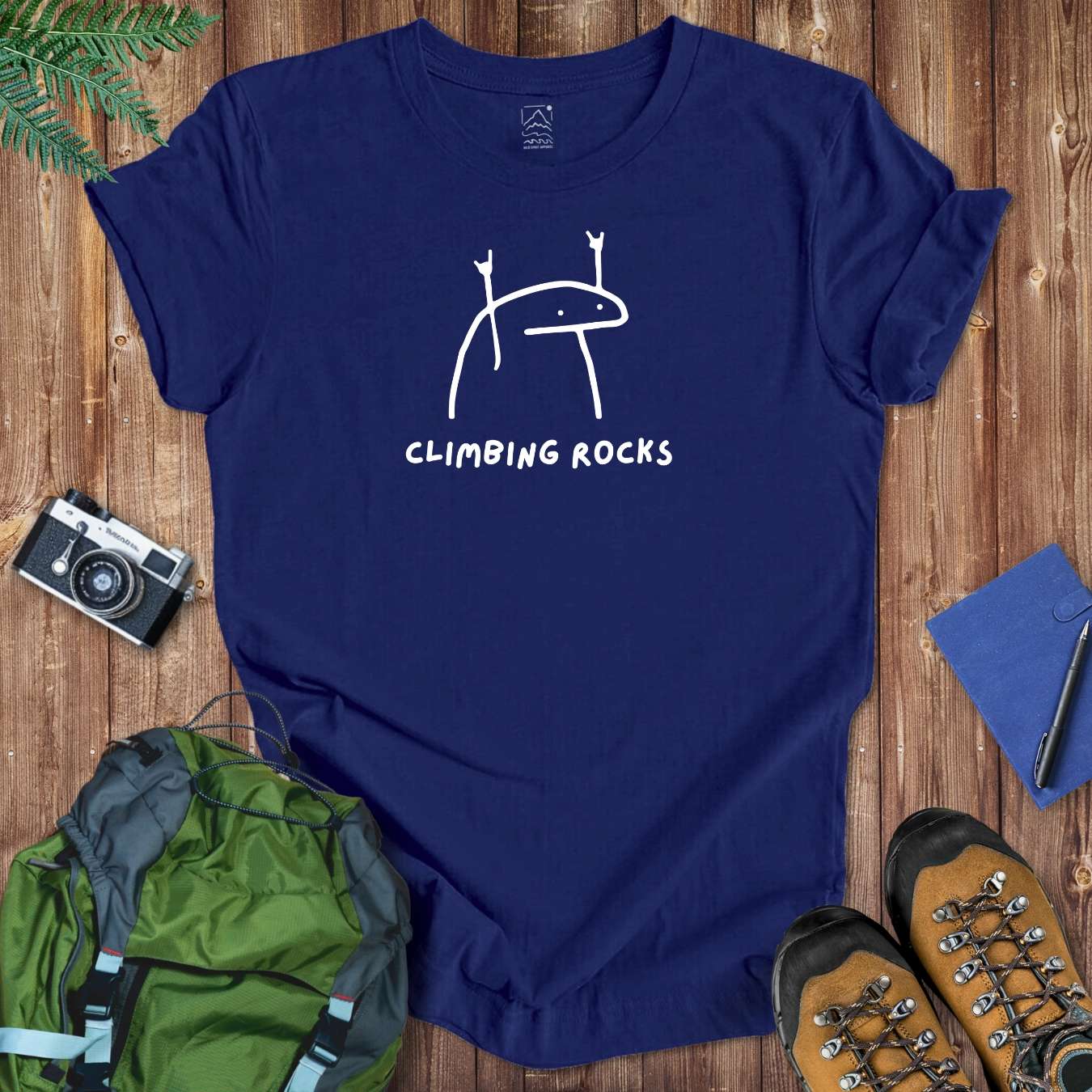 Climbing Rocks Tee T-Shirt Navy / S