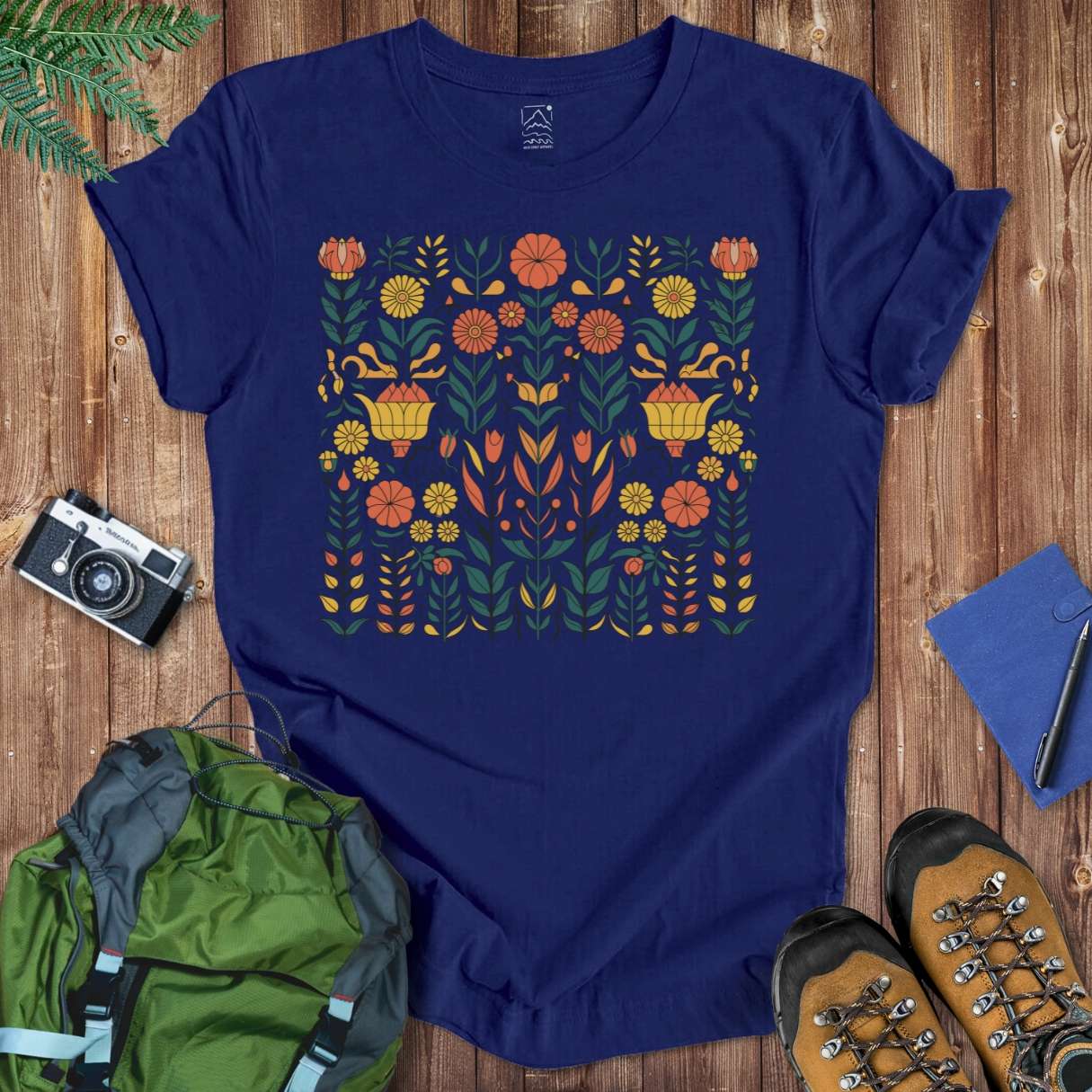 Cottage Flower Tee T-Shirt Navy / S