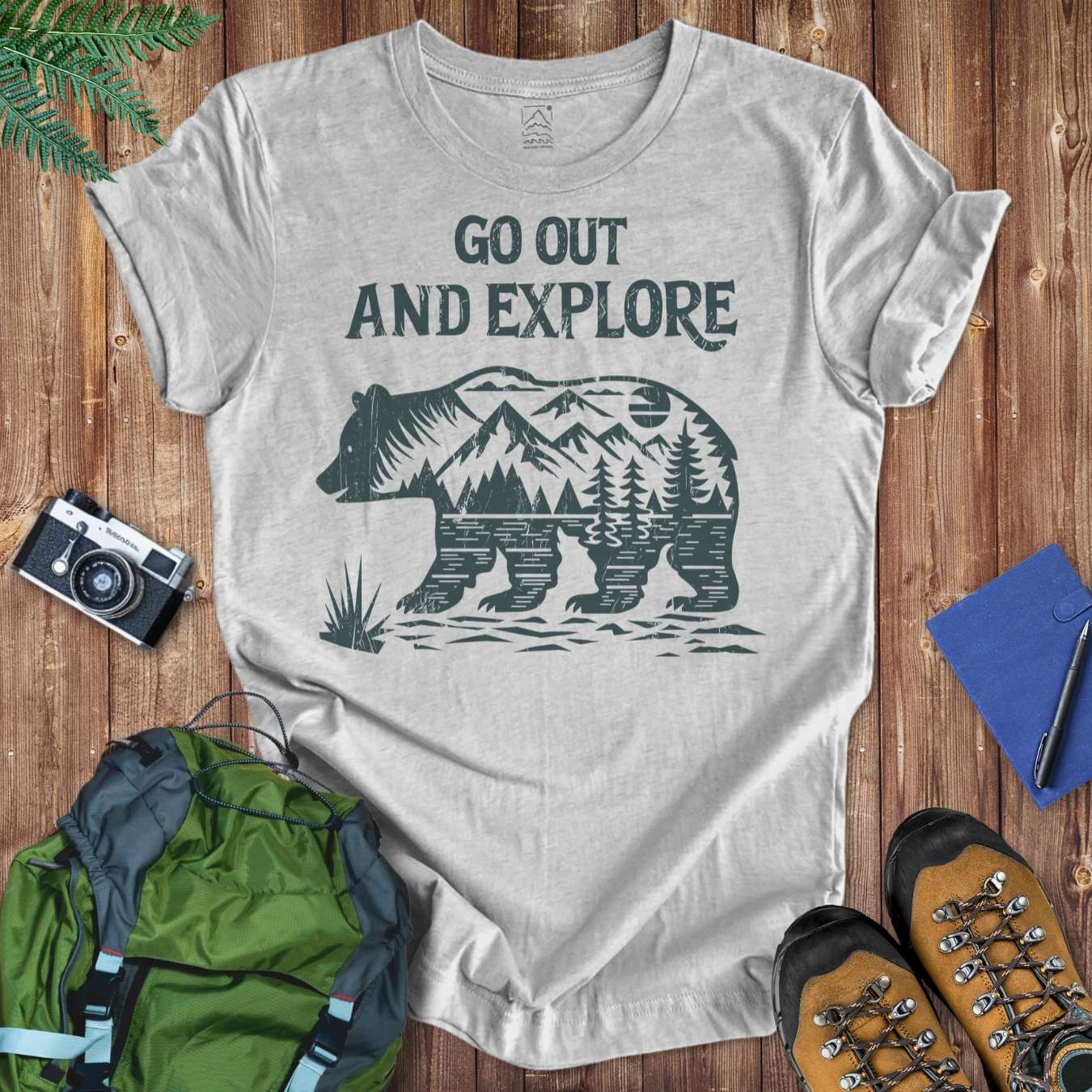 Go Out & Explore Bear Tee T-Shirt Athletic Heather / S