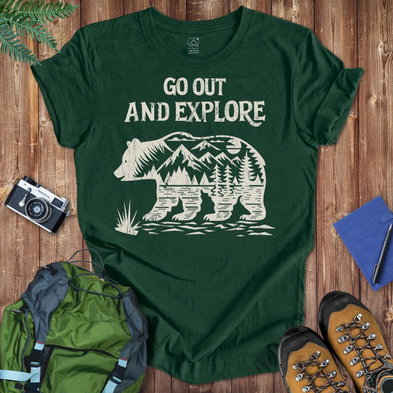 Go Out & Explore Bear Tee T-Shirt Forest / S