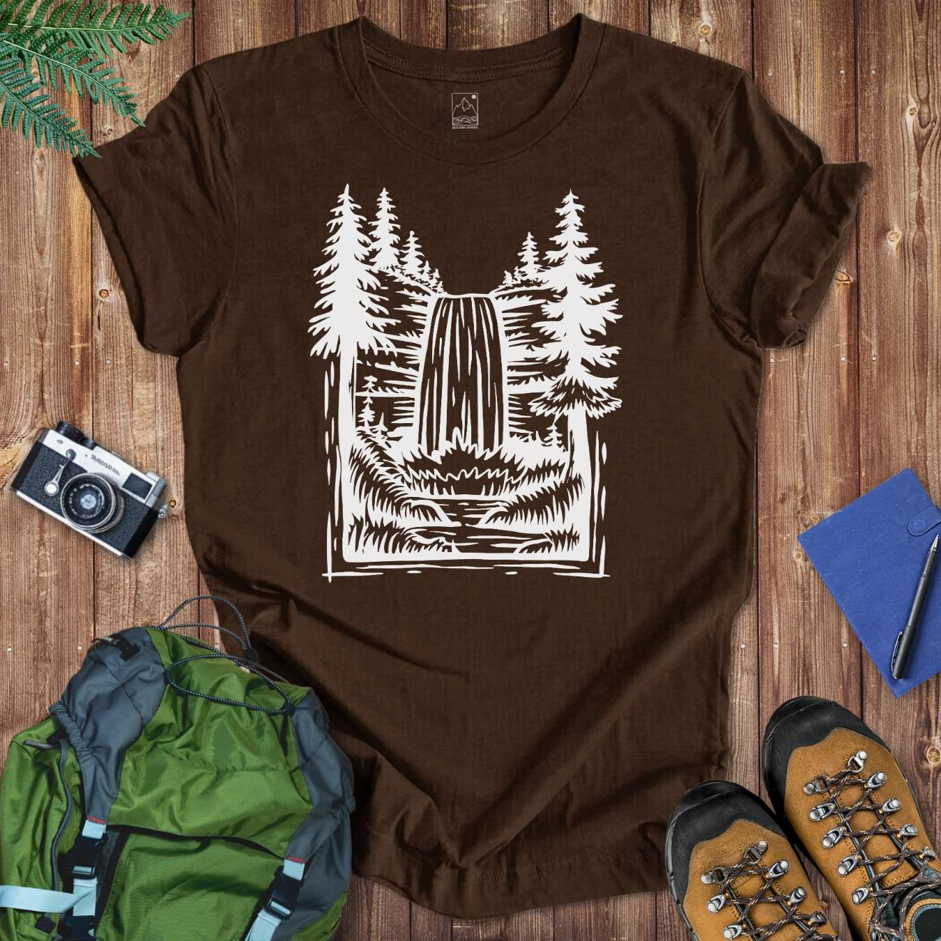 Great Waterfall Tee T-Shirt Brown / S