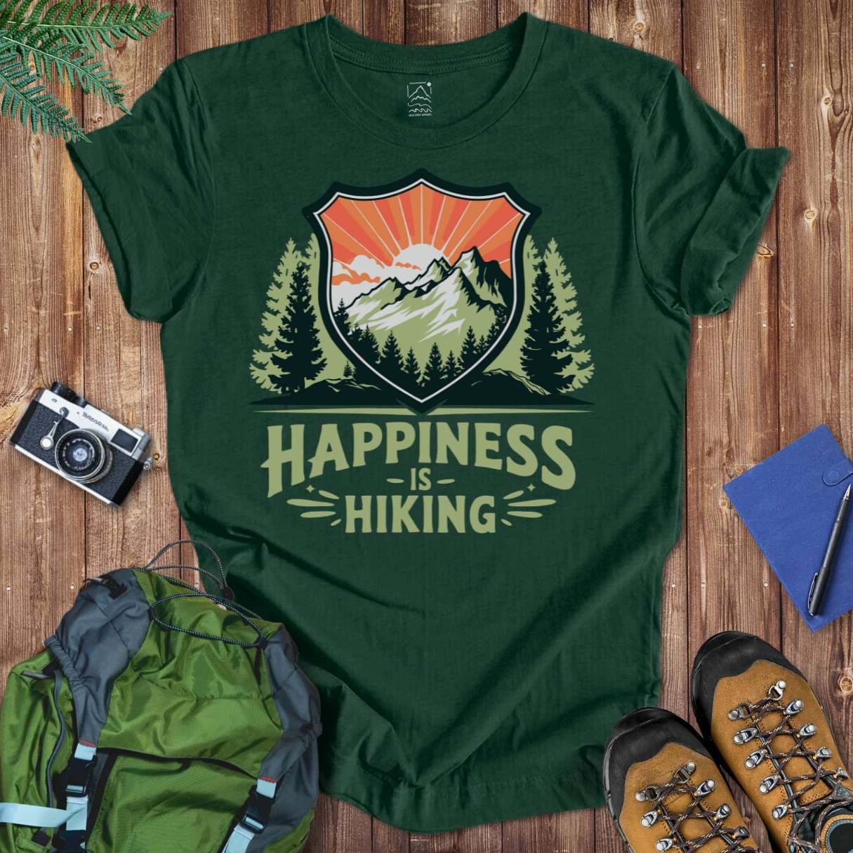 Happiness Is Hiking Tee T-Shirt Forest / S