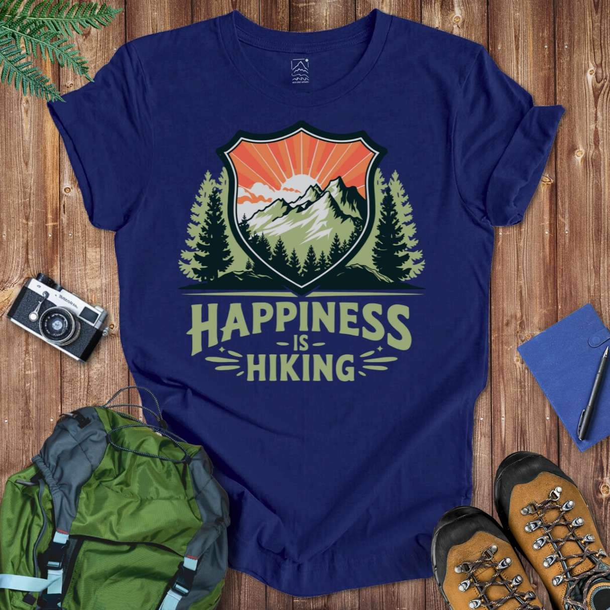 Happiness Is Hiking Tee T-Shirt Navy / S