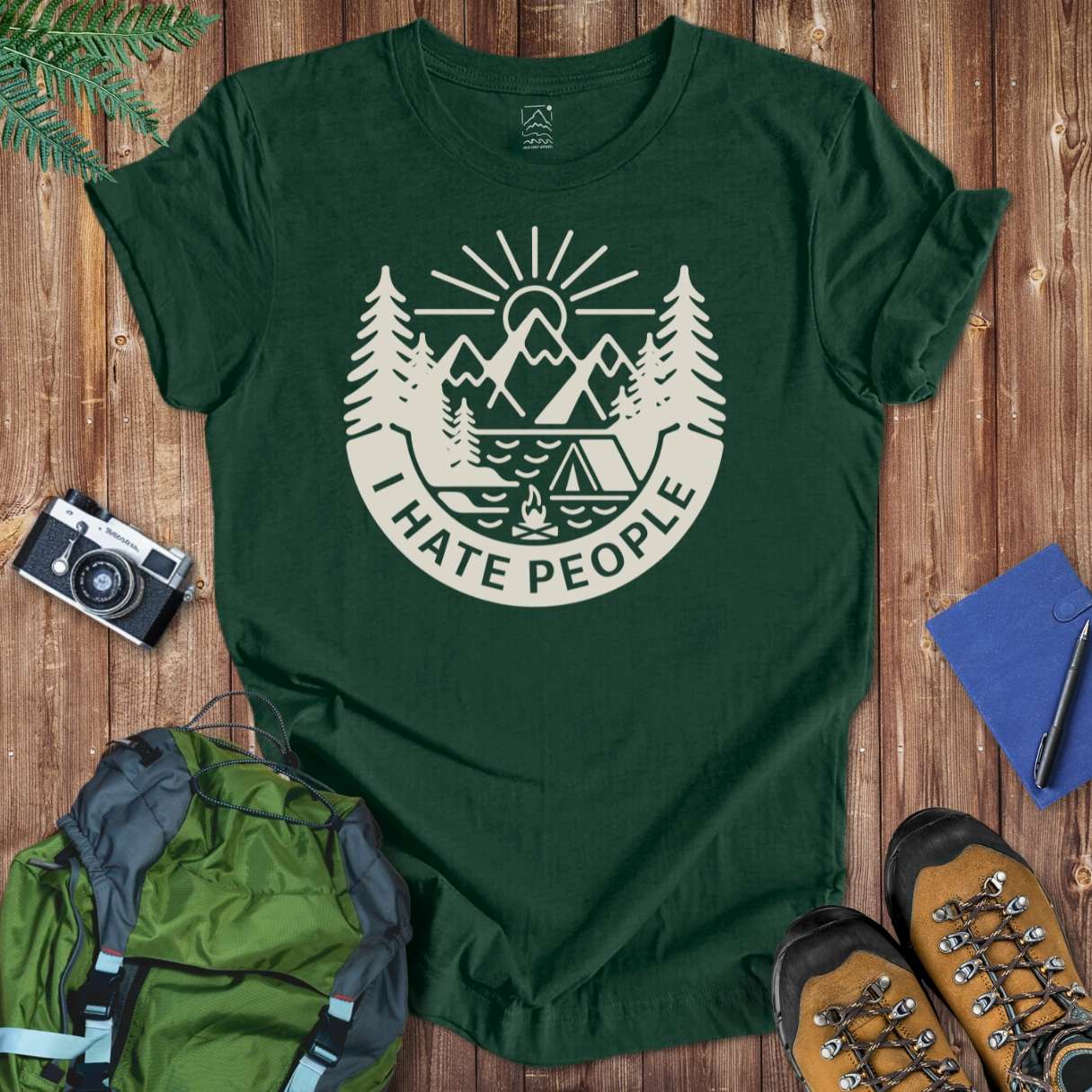 Hate People Badge Tee T-Shirt Forest / S