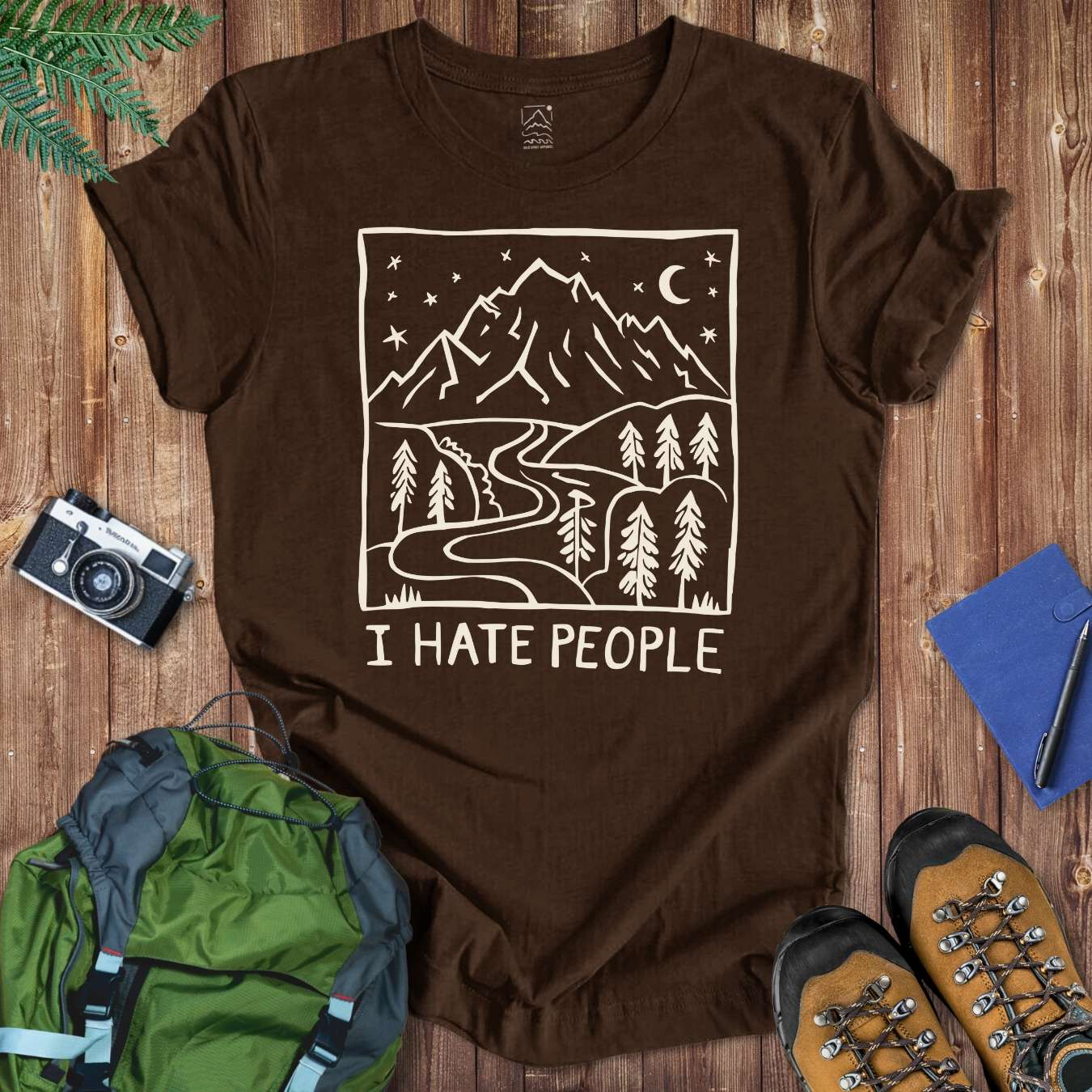 I Hate People Tee T-Shirt Brown / S