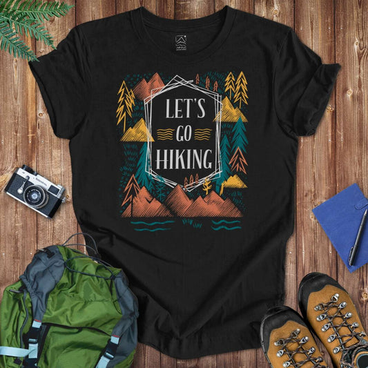 Let's Go Hiking Colorful Tee T-Shirt Black / S