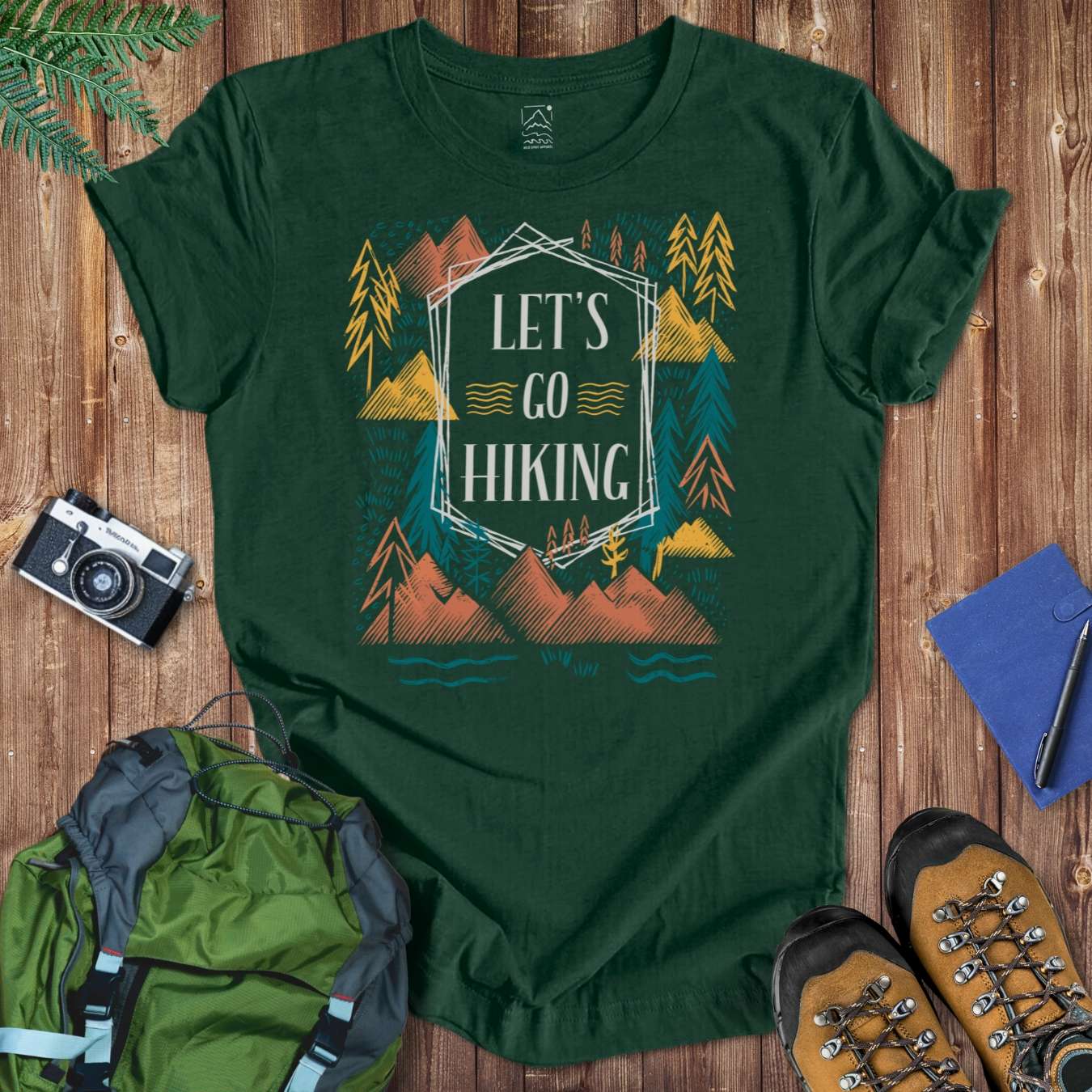 Let's Go Hiking Colorful Tee T-Shirt Forest / S