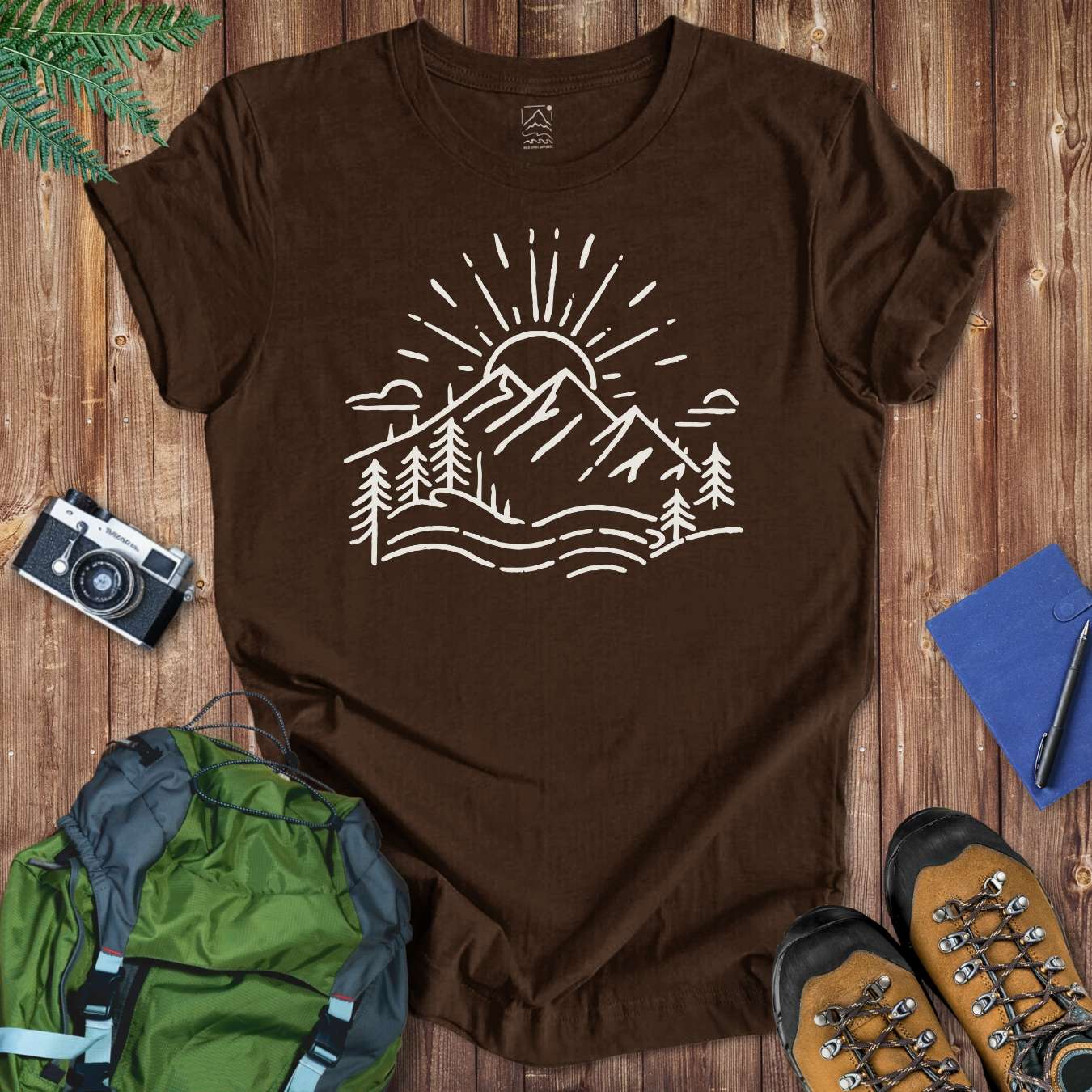 Mountain With Sun Tee T-Shirt Brown / S