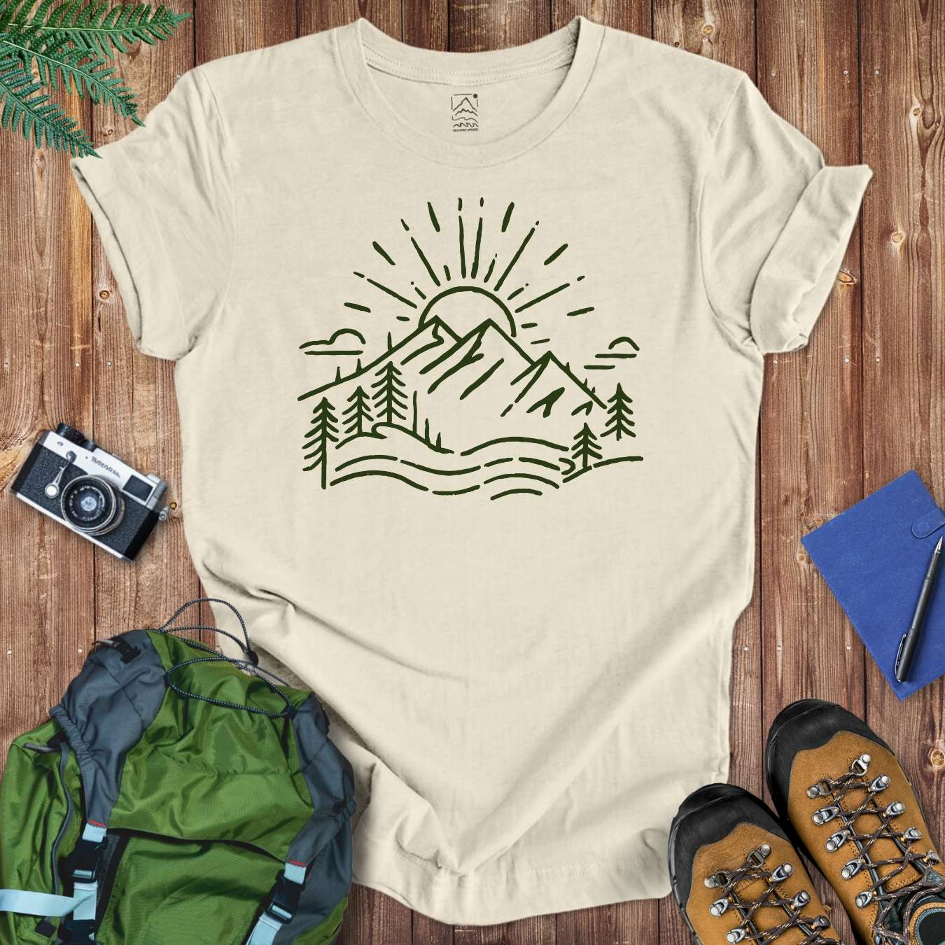 Mountain With Sun Tee T-Shirt Natural / S