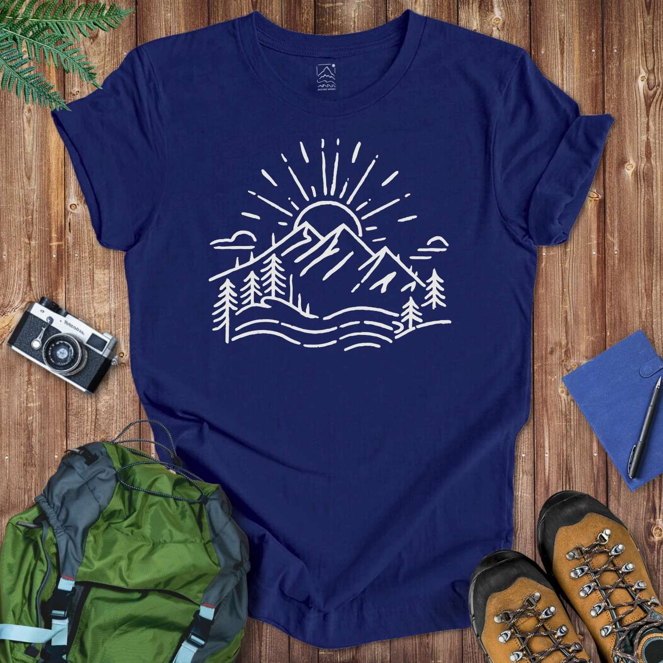 Mountain With Sun Tee T-Shirt Navy / S