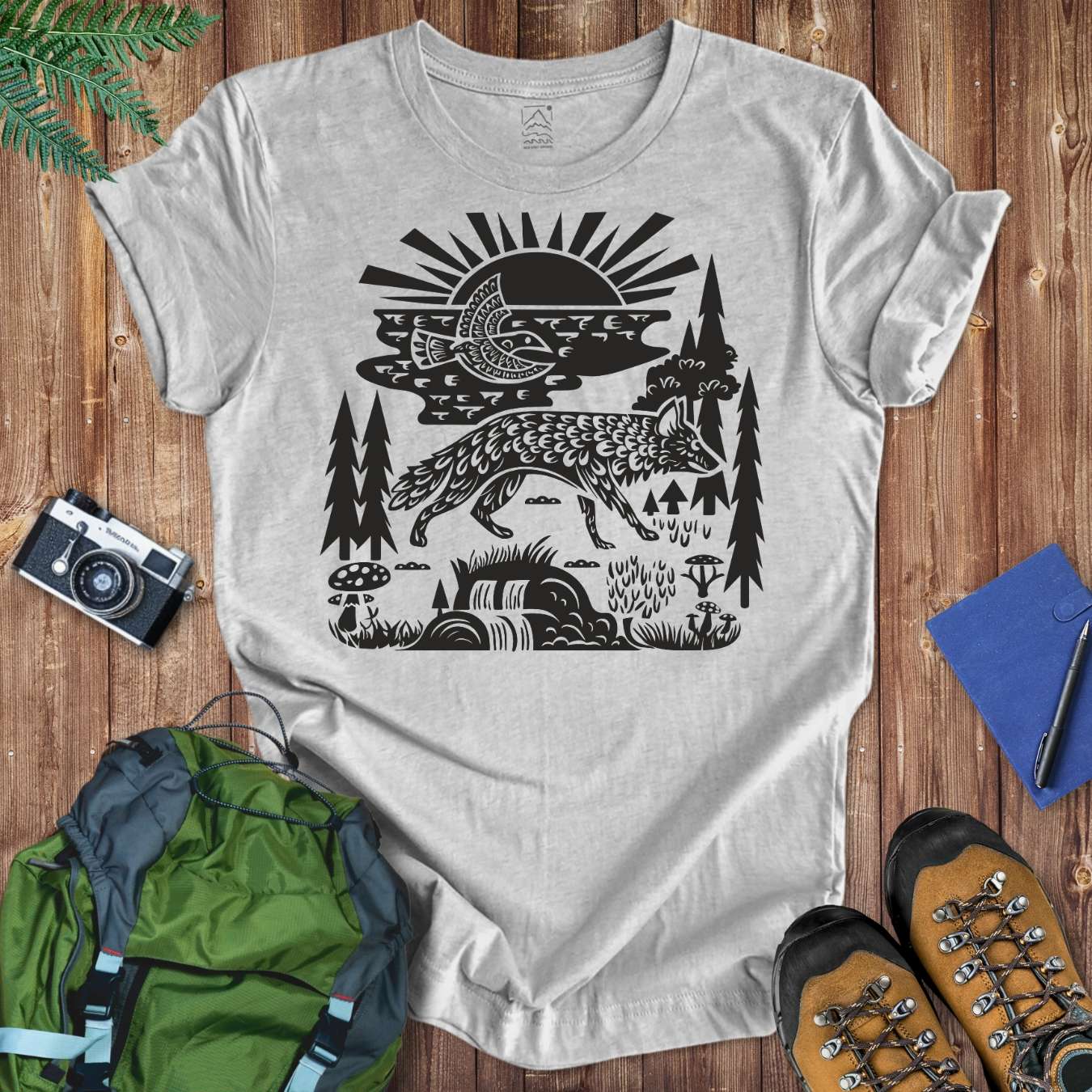 Nature Lino Wolf Tee T-Shirt Athletic Heather / S