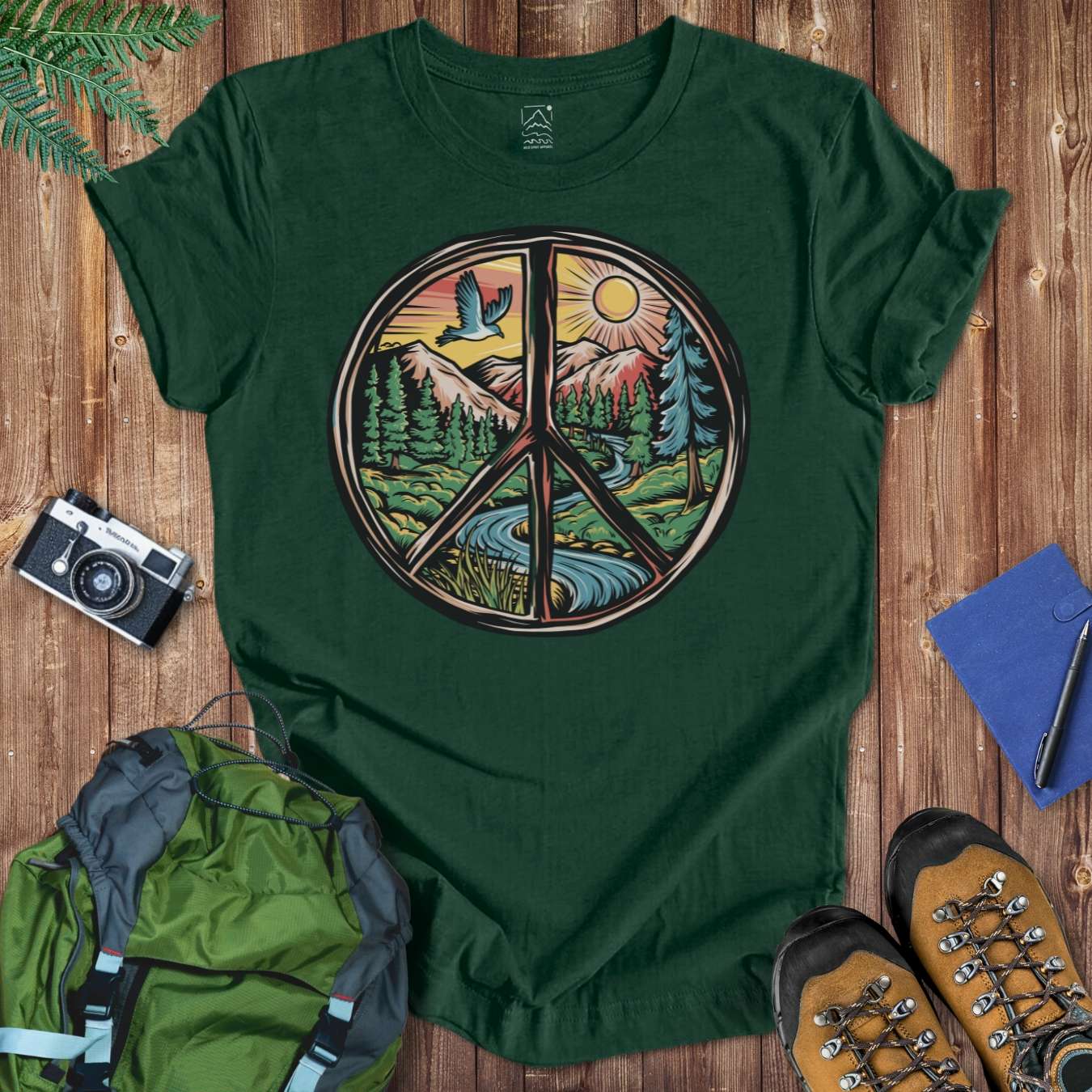 Peace Sign Landscape Tee T-Shirt Forest / S