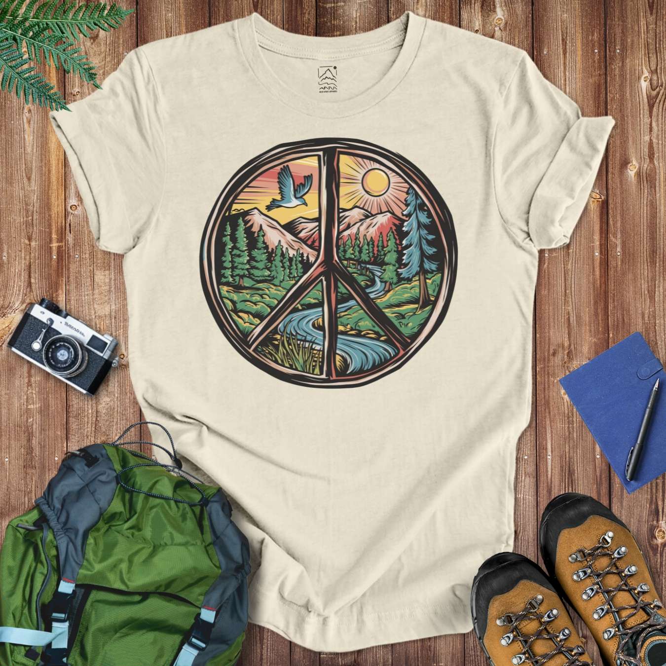 Peace Sign Landscape Tee T-Shirt Natural / S