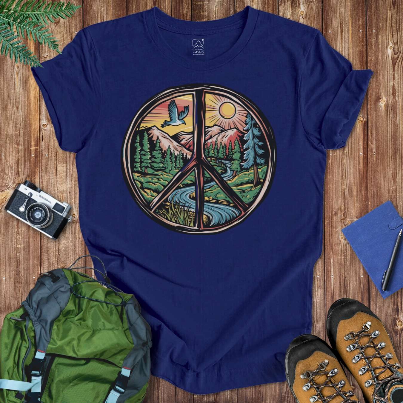 Peace Sign Landscape Tee T-Shirt Navy / S