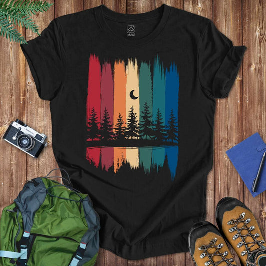 Rainbow Trees Tee T-Shirt Black / S