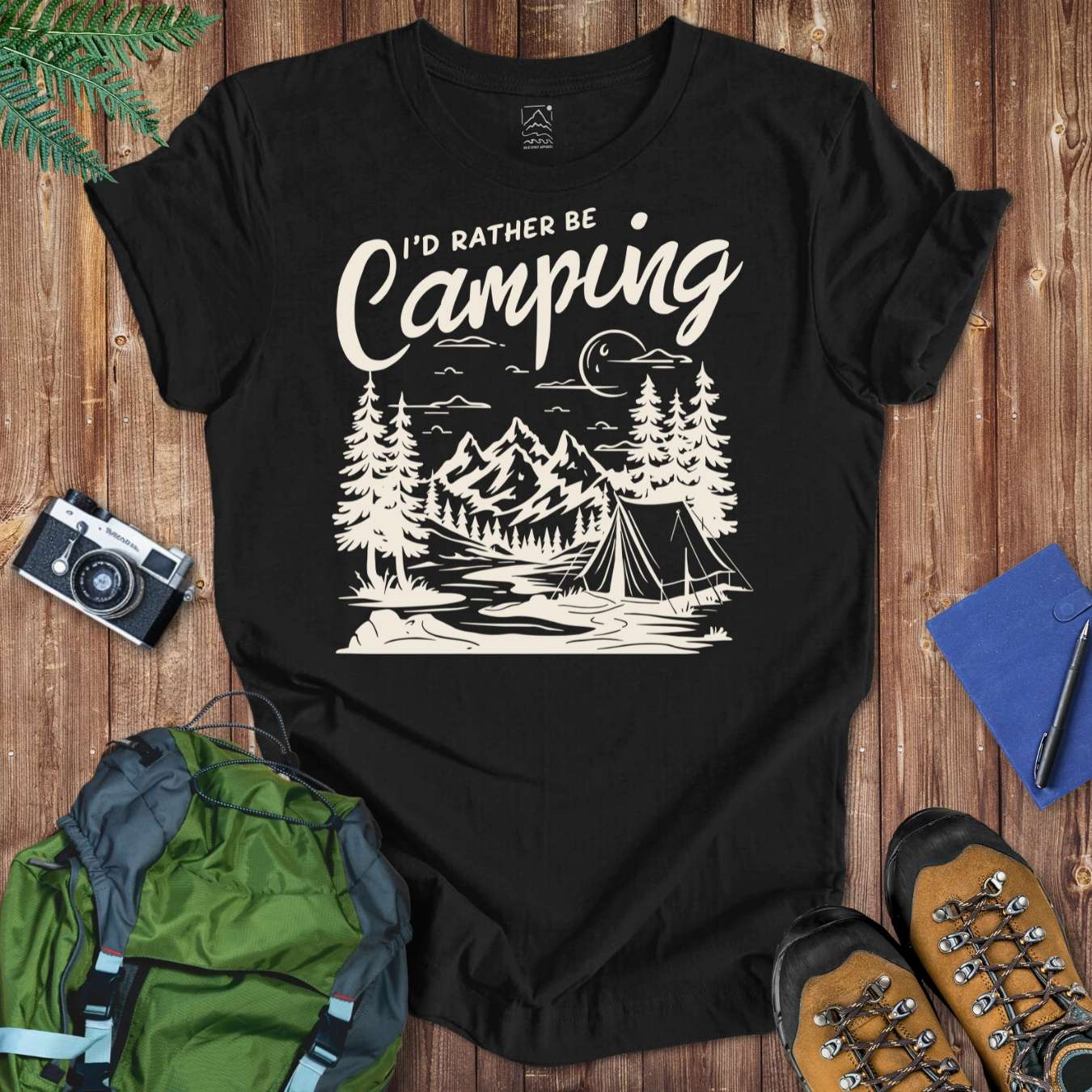 Rather Be Camping Tee T-Shirt Black / S