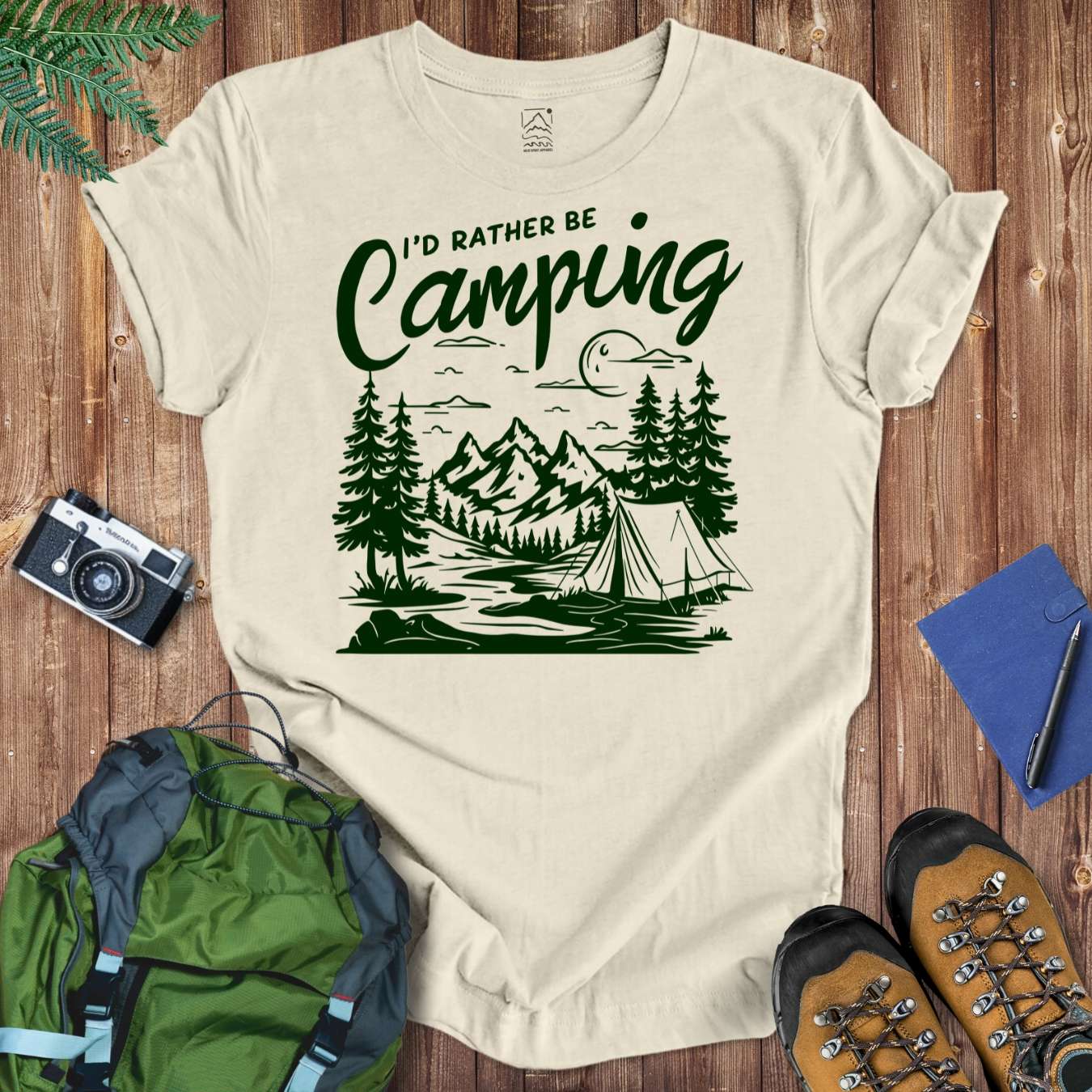 Rather Be Camping Tee T-Shirt Natural / S