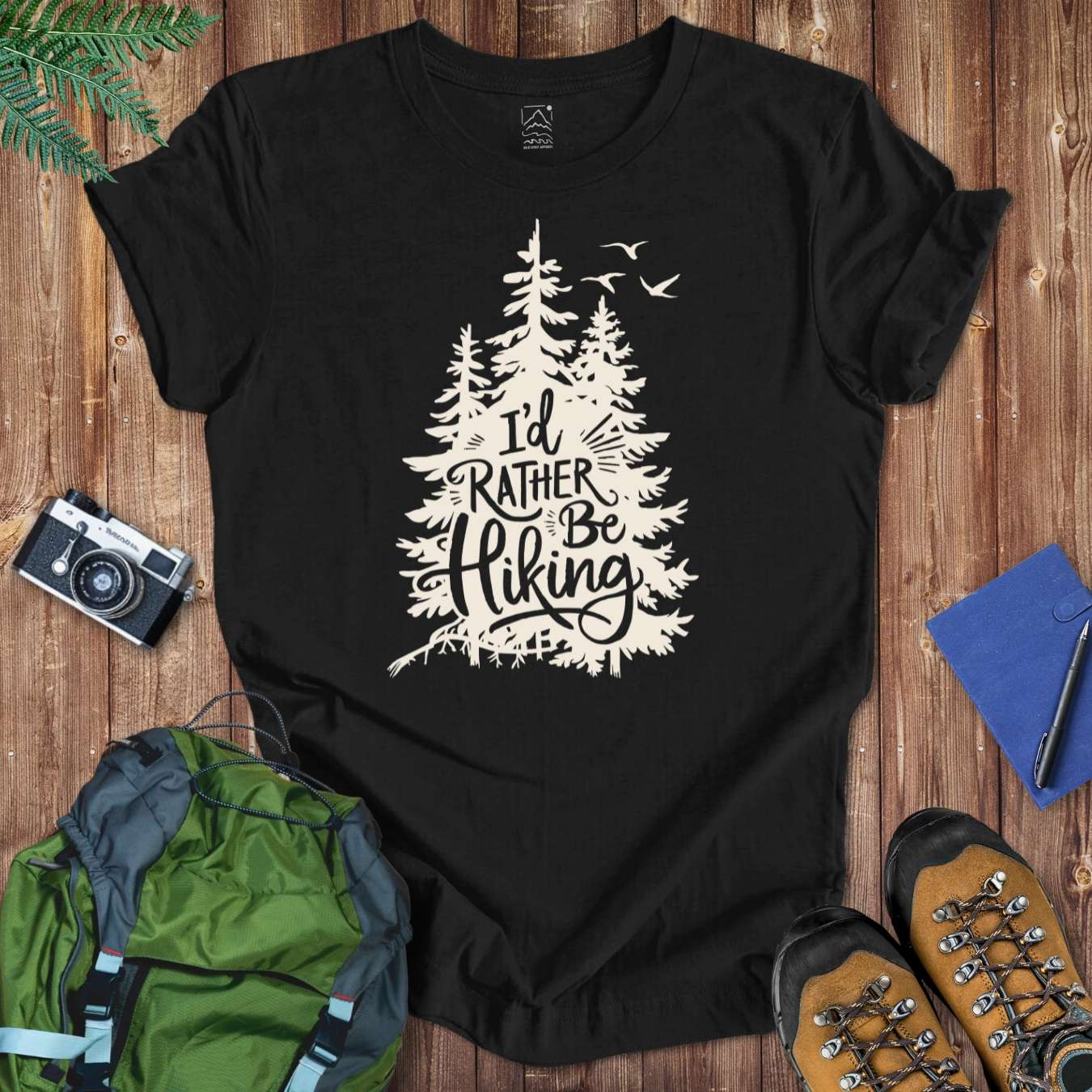 Rather Be Hiking Tree Tee T-Shirt Black / S