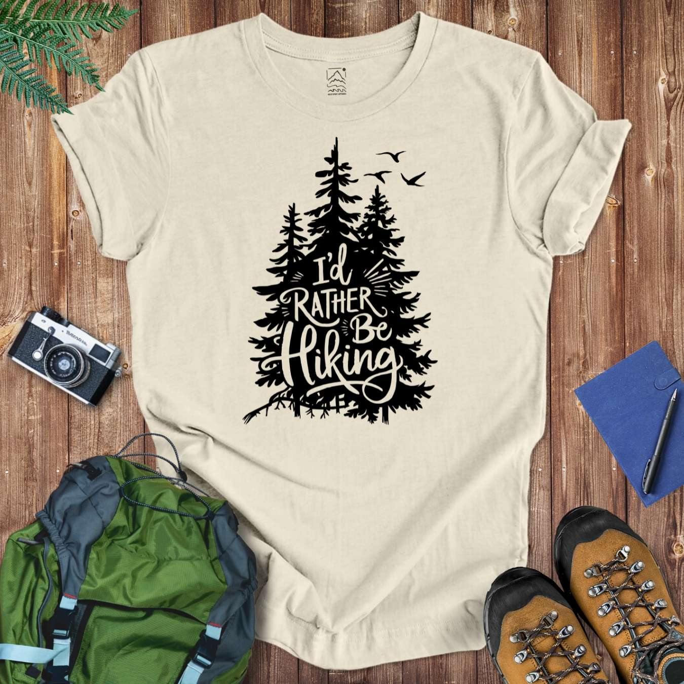 Rather Be Hiking Tree Tee T-Shirt Natural / S