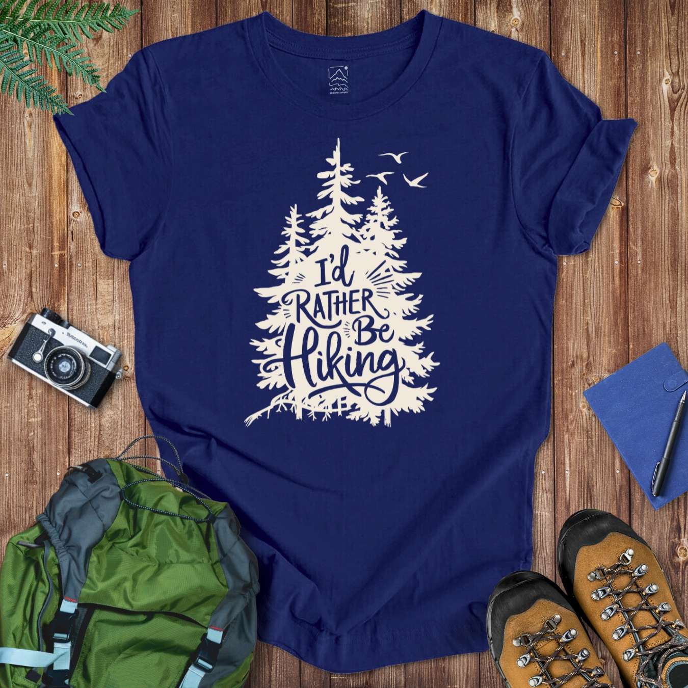 Rather Be Hiking Tree Tee T-Shirt Navy / S