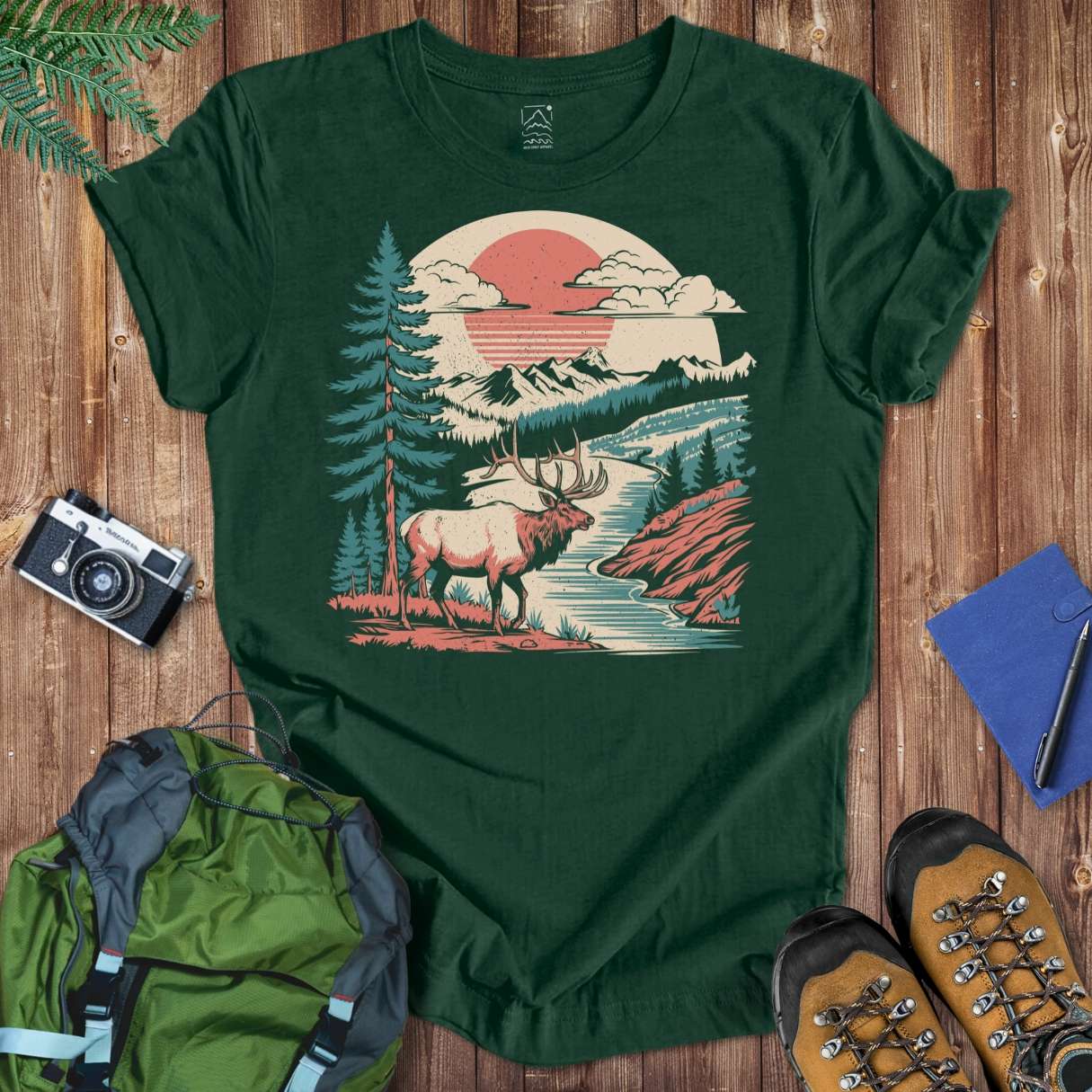 Retro Elk Tee T-Shirt Forest / S