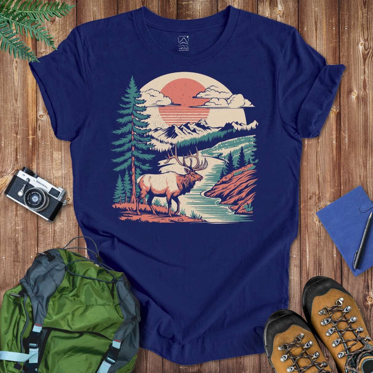 Retro Elk Tee T-Shirt Navy / S