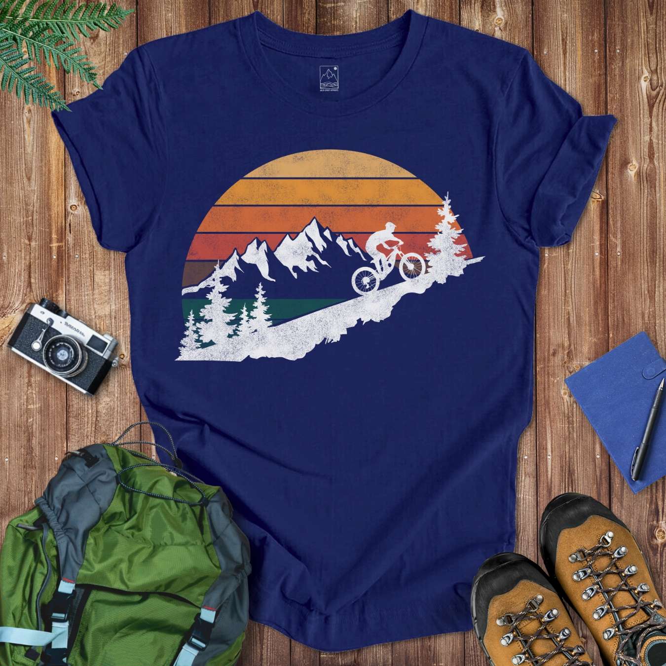 Retro Mountainbiker Tee T-Shirt Navy / S