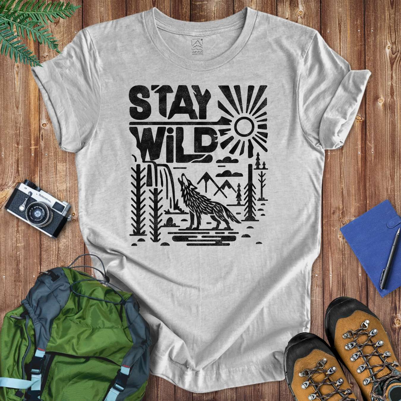 Stay Wild Wolf Tee T-Shirt Athletic Heather / S