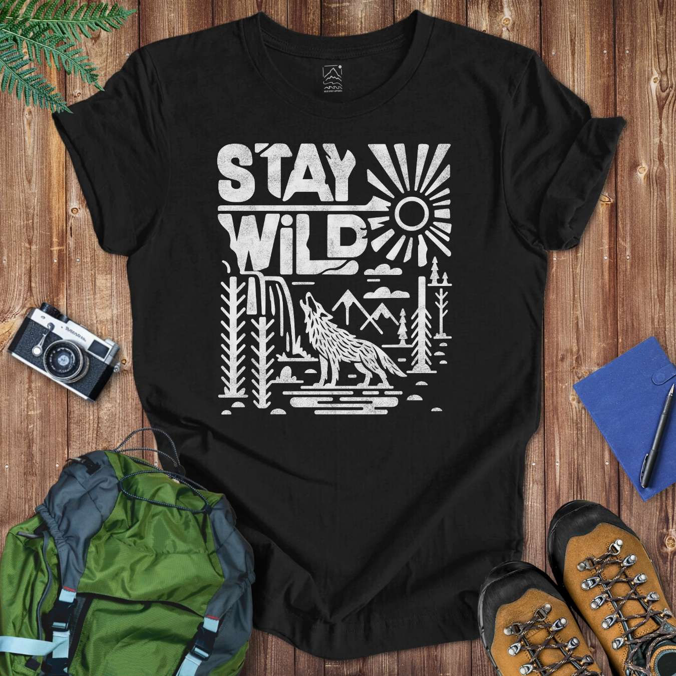 Stay Wild Wolf Tee T-Shirt Black / S