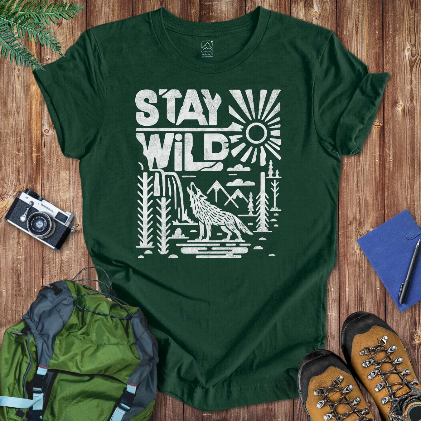 Stay Wild Wolf Tee T-Shirt Forest / S