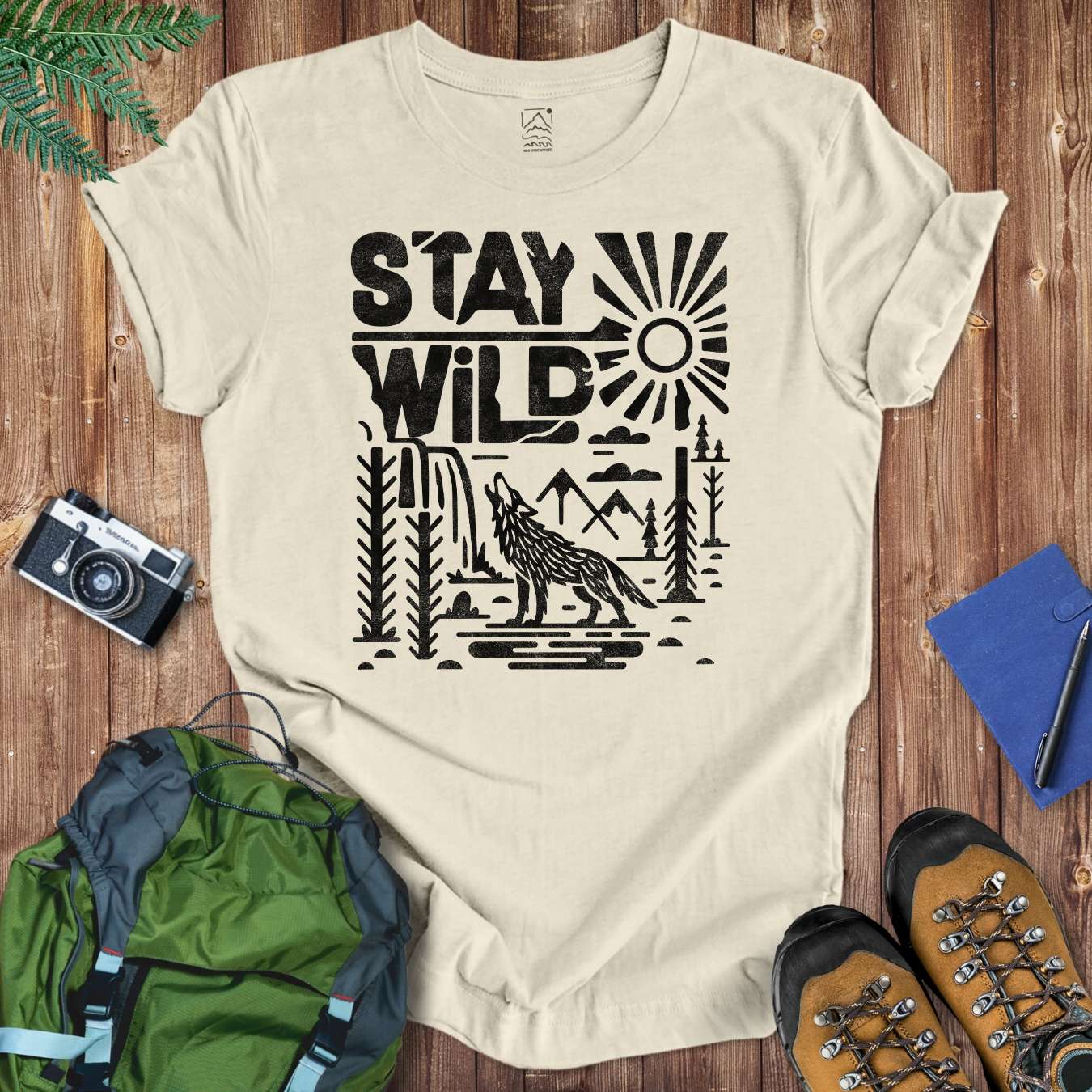 Stay Wild Wolf Tee T-Shirt Natural / S