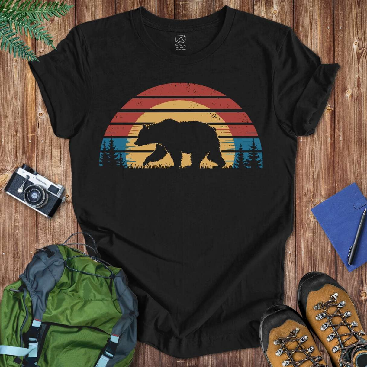 Sunset Bear Tee T-Shirt Black / S