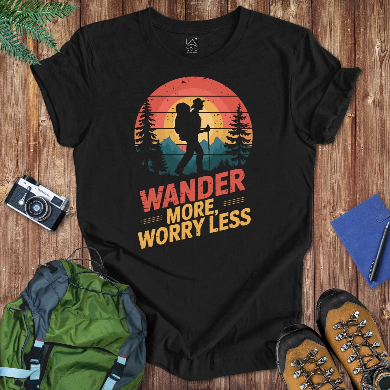 Wander More Worry Less Tee T-Shirt Black / S