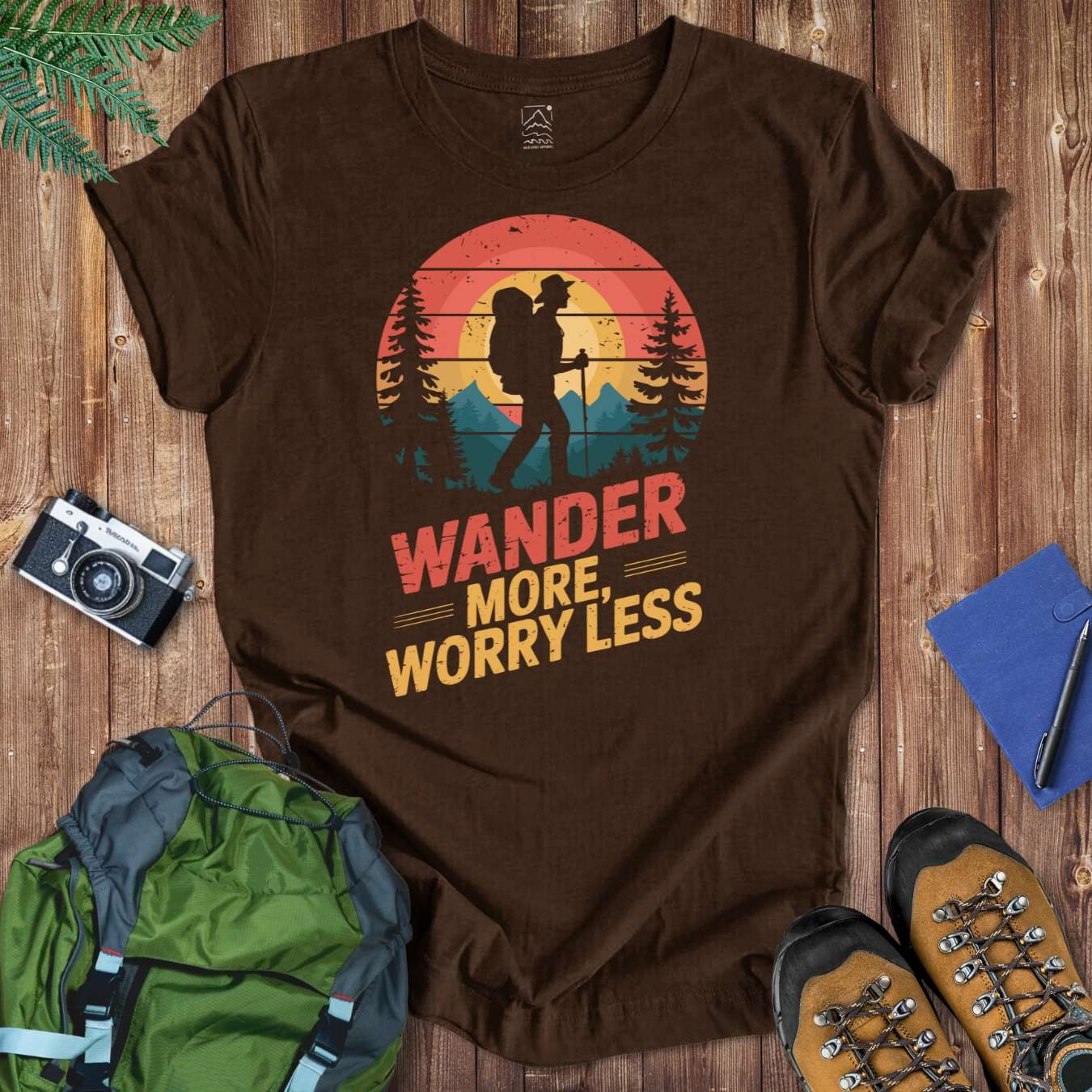 Wander More Worry Less Tee T-Shirt Brown / S