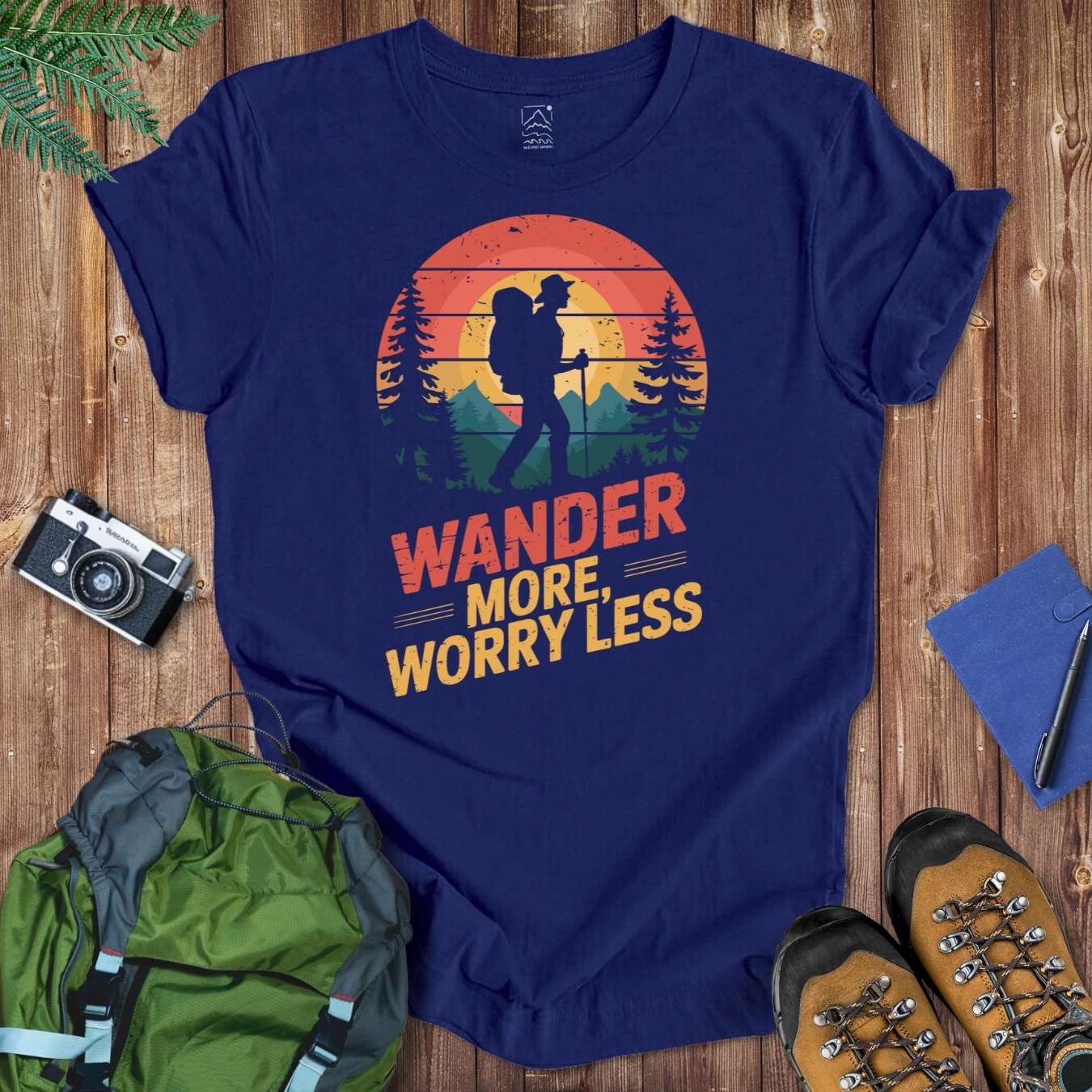 Wander More Worry Less Tee T-Shirt Navy / S