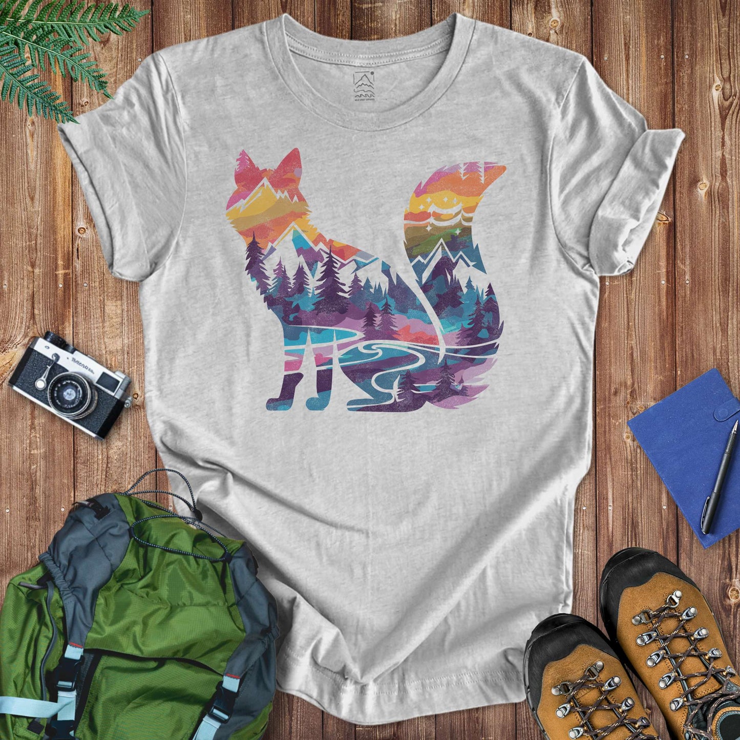 Watercolor Fox Tee T-Shirt Athletic Heather / S