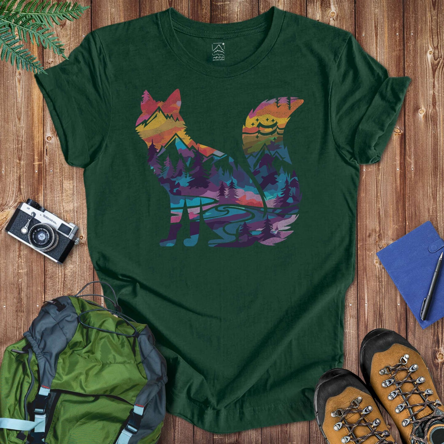 Watercolor Fox Tee T-Shirt Forest / S