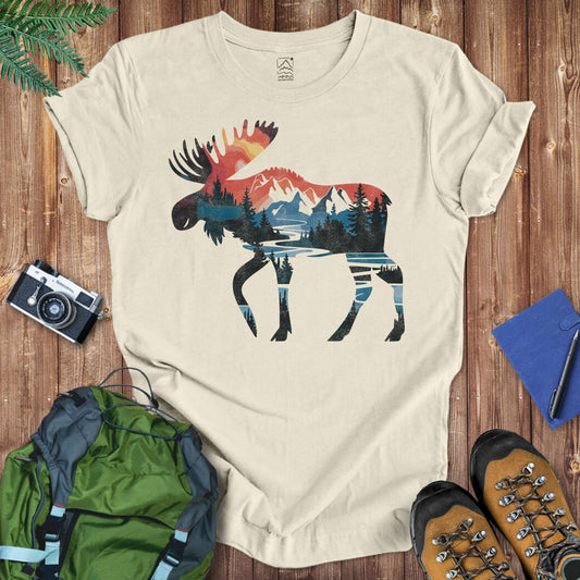 Watercolor Moose Tee T-Shirt Natural / S