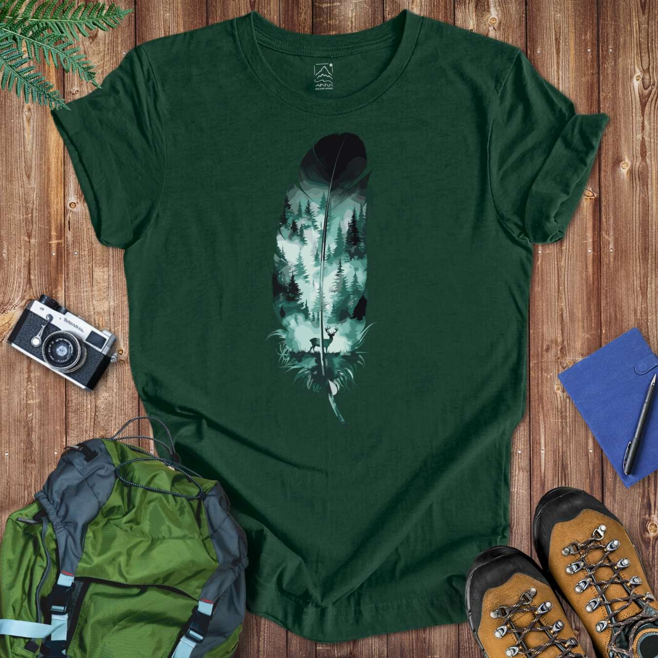 Wild Spirit Feather Tee T-Shirt Forest / S