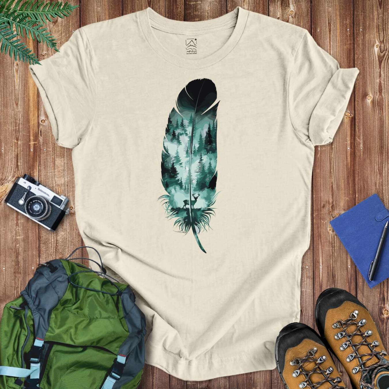 Wild Spirit Feather Tee T-Shirt Natural / S